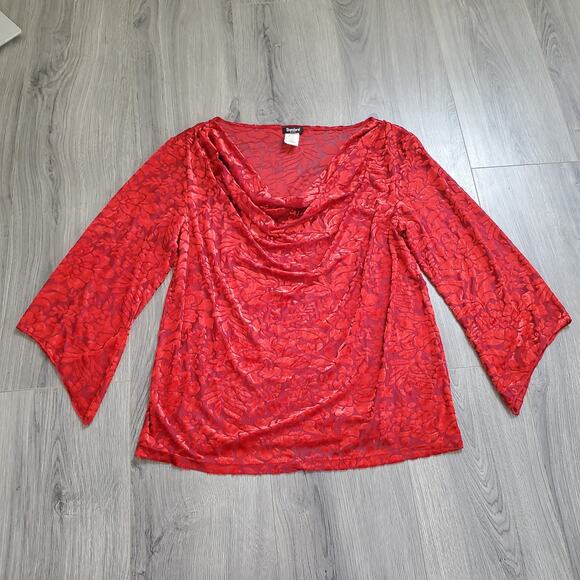 Y2K Whimsygoth Womens 2XL Red Burnout Velvet Floral Drape Romantic Vampire - Picture 1 of 7